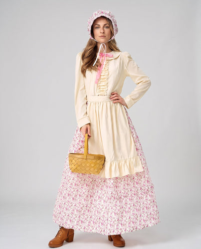 Damen historische Bauernkleid mit Rüschendetail und Baumwollschürze Shop Nory
