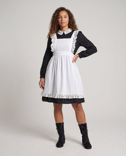 Damen Historisches Dienstmädchen-Kostüm mit Spitzenakzenten und Rüschendetails Shop Nory