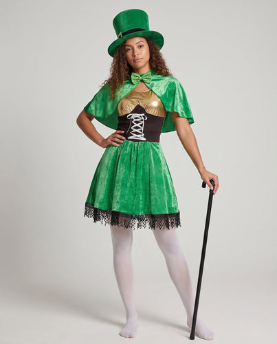 Damen Kostüm als irischer Leprechaun mit eleganten Details Shop Nory