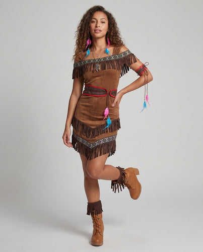Damen Kostüm im indianischen Stil mit Fransen und detailverliebten Akzenten Shop Nory