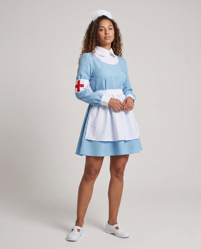 Damen Krankenschwesternkostüm mit verspielten Details und zusätzlichem Zubehör Shop Nory