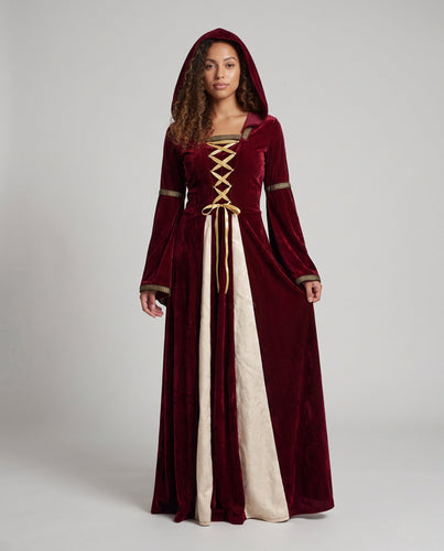 Damen Märchenhafte Robe mit Kapuze und schwingenden Ärmeln Shop Nory