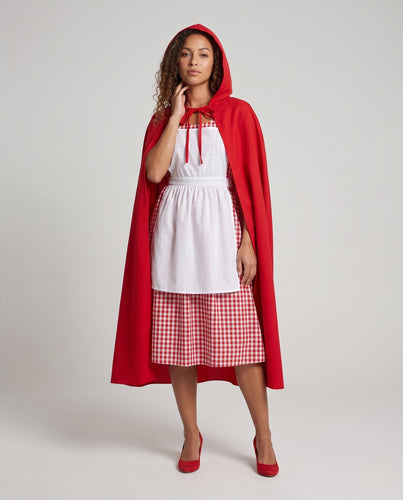 Damen Märchenhaftes Kostüm als Rotkäppchen mit Kapuze und Rüschendetails Shop Nory