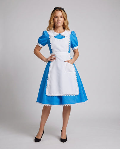 Damen Märchenkostüm im Stil von Alice im Wunderland mit Rüschen und Schürze Shop Nory