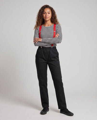 Damen Mime-Kostüm mit gestreiftem Oberteil und Hosenträgern Shop Nory