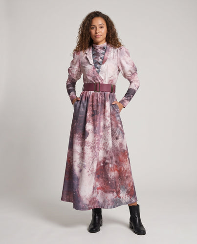 Damen Mystisches langes Kleid mit einzigartigem Print Shop Nory
