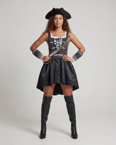 Damen Piratenkostüm mit raffiniertem Schnitt und voluminösem Rock Shop Nory