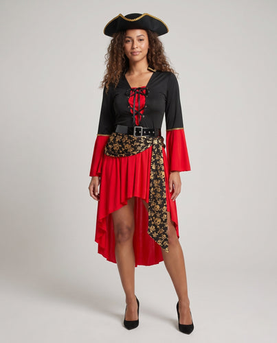 Damen Piratenkostüm mit verziertem Gürtel und eleganten Ärmeln Shop Nory
