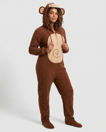 Damen Plüsch Affen Kostüm mit Kapuze und tierischen Details Shop Nory