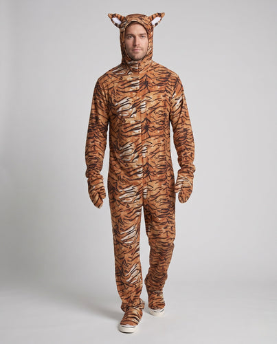 Herren Plüsch-Tigerkostüm mit Kapuze und Schwanz Shop Nory