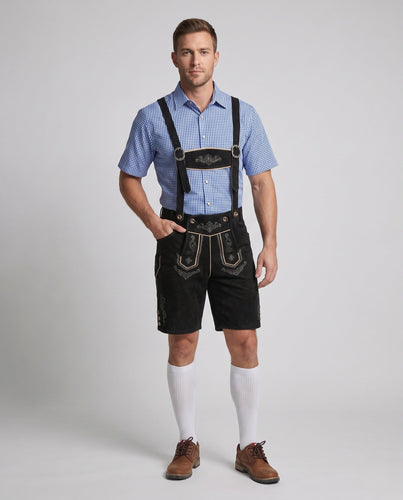 Herren Trachtenlederhose mit handverzierten Details Shop Nory