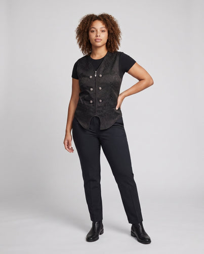 Damen eleganter Brokatweste mit kunstvollen Knöpfen Shop Nory