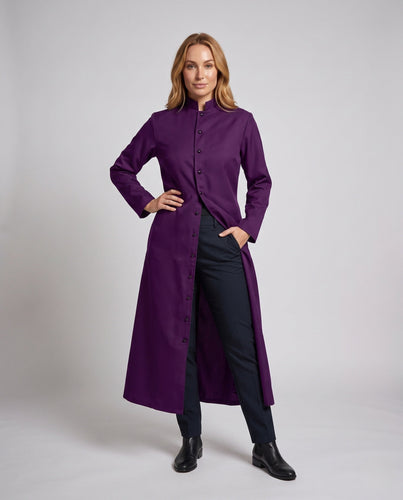 Frauen Elegantes Langes Kleid mit Stehkragen und Knopfleiste Shop Nory