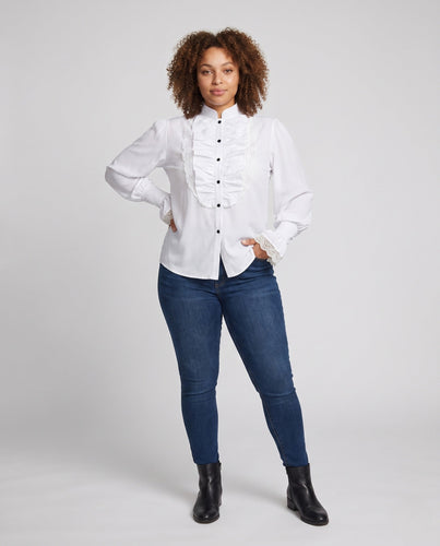 Frauen Elegantes Rüschenshirt mit Spitze Akzenten Shop Nory