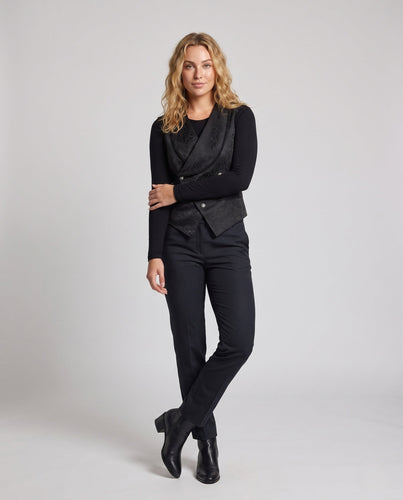 Damen Elegante Samt-Weste mit Blumenmustern und doppelter Knopfleiste Shop Nory