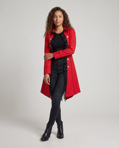 Damen Eleganter Gothic-Mantel mit Rüschendetails und kunstvollen Knöpfen Shop Nory