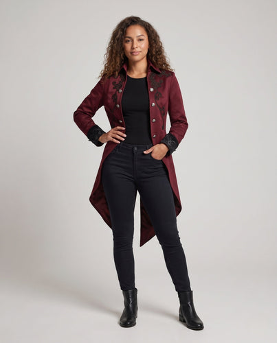 Damen eleganter historischer Mantel mit kunstvollen Verzierungen Shop Nory