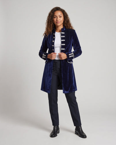 Damen eleganter Samt Abendmantel mit schicken Knöpfen Shop Nory