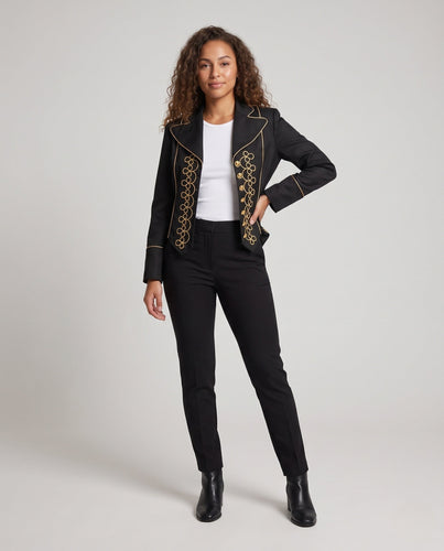 Damen Eleganter Satinblazer mit kunstvollen goldenen Verzierungen Shop Nory