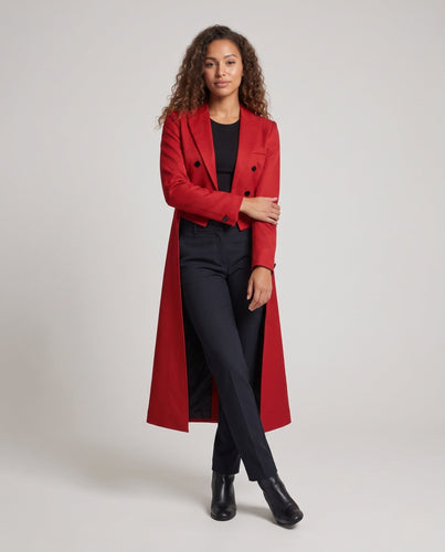 Damen Eleganter, taillierter Mantel mit doppelt-knopf und asymmetrischem Saum Shop Nory
