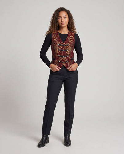 Damen elegantes, gemustertes Weste mit edlen Knöpfen Shop Nory