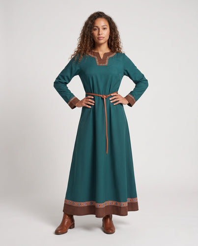 Damen Elegantes langärmliges Kleid mit Stickerei Shop Nory