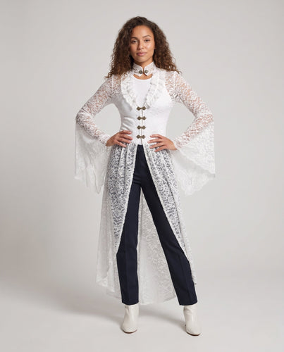 Damen Ethereal Spitzenumhang mit langen Ärmeln und dekorativem Verschluss Shop Nory
