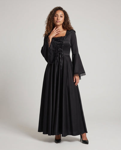 Damen Kapuzenkleid mit weitem Ärmel und Schnürung Shop Nory