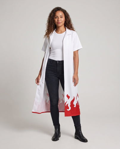 Damen Kostümumhang mit grafischem Feuerdesign und elegantem Schnitt Shop Nory