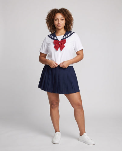 Damen Schuluniformkleid mit maritimem Kragen und Schleife Shop Nory