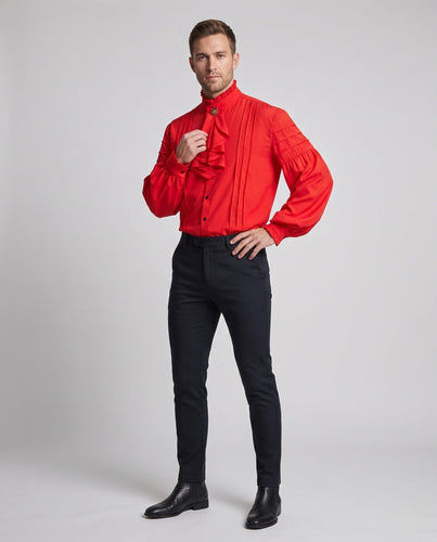 Herren Elegantes Langarmshirt mit Rüschendetails Shop Nory