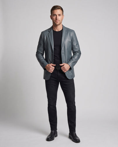 Herrenblazer aus Kunstleder mit slim fit und weicher Fütterung Shop Nory
