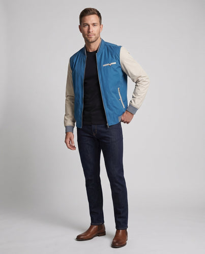 Herren College Bomberjacke mit kontrastierenden Ärmeln und Stehkragen Shop Nory