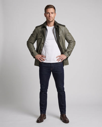 Herren Feldjacke mit Kordelbesatz, Reißverschlussbrusttasche und kariertem Futter Shop Nory