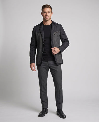 Herren Hybrid Blazerjacke mit gewShop Nory Front und Reißverschlussdetails Shop Nory