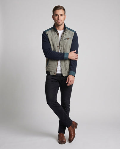 Herren Hybrid Steppjacke mit Strickärmeln und Stehkragen Shop Nory