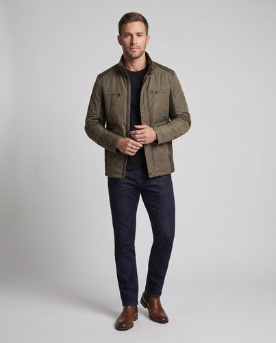 Herren kompakt gesteppte Jacke im Reise-Look mit hochgeschlossenem Kragen und Kontrastbesatz Shop Nory