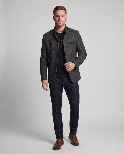 Herren Kurzblazer mit Mandarin-Kragen aus wärmendem Wollmix Shop Nory