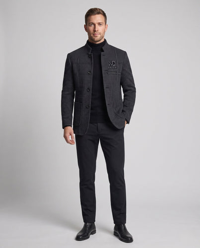 Herren Kurzer Stehkragen Wollblazer mit thermischem Teddyfutter Shop Nory