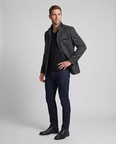 Herren Kurzjacke aus strukturiertem Wollmix mit Stehkragen und warmer Fütterung Shop Nory