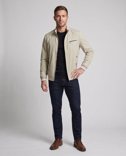 Herren Leichte Blousonjacke mit Stehkragen, Reißverschluss-Brusttasche und elastischen Bündchen Shop Nory