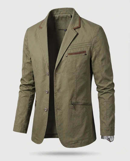 Herren Leichter Baumwollblazer im Casual-Stil mit Reißverschluss-Brusttasche und Slim-Fit-Silhouette Shop Nory