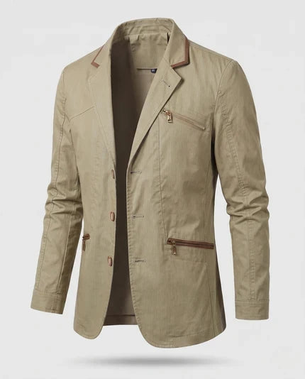 Herren Leichter Baumwollblazer im Casual-Stil mit Reißverschluss-Brusttasche und Slim-Fit-Silhouette Shop Nory