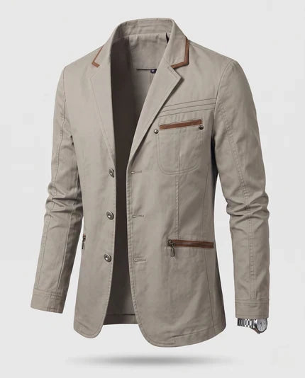 Herren Leichter Baumwollblazer im Casual-Stil mit Reißverschluss-Brusttasche und Slim-Fit-Silhouette Shop Nory