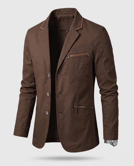 Herren Leichter Baumwollblazer im Casual-Stil mit Reißverschluss-Brusttasche und Slim-Fit-Silhouette Shop Nory