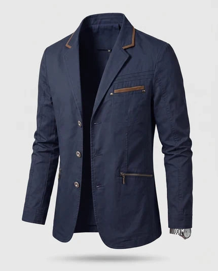 Herren Leichter Baumwollblazer im Casual-Stil mit Reißverschluss-Brusttasche und Slim-Fit-Silhouette Shop Nory