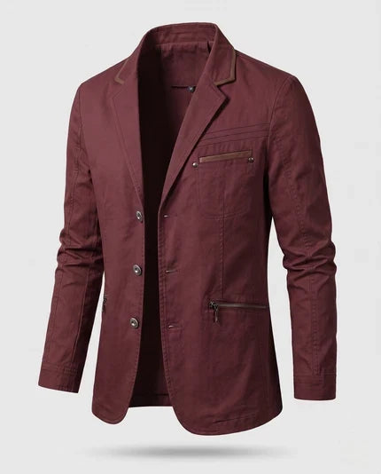 Herren Leichter Baumwollblazer im Casual-Stil mit Reißverschluss-Brusttasche und Slim-Fit-Silhouette Shop Nory