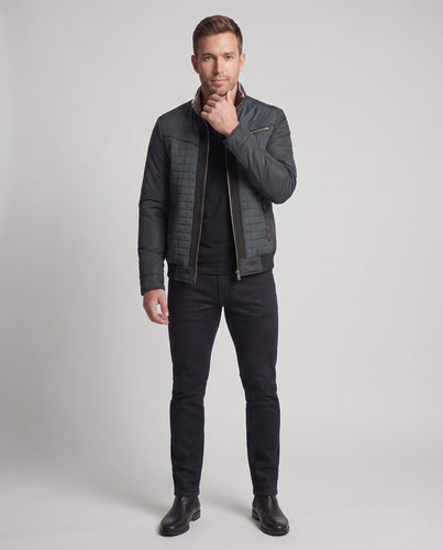 Herren moderne gesteppte Übergangsjacke aus Materialmix mit Reißverschluss-Brusttasche Shop Nory