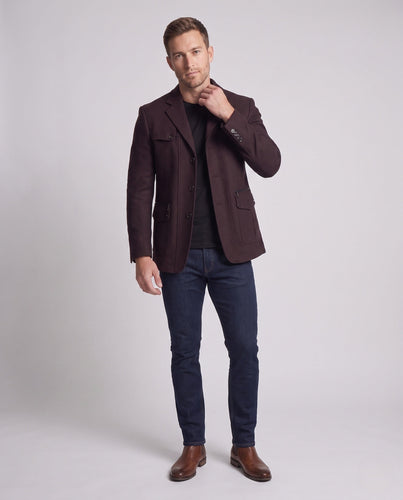 Herrenjacke-Blazer aus Wollmischung mit dekorativem Reißverschluss und aufgesetzten Taschen Shop Nory