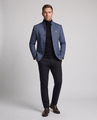 Herren Stehkragenjacke aus strukturiertem Wollmix mit leichtem thermischem Futter Shop Nory
